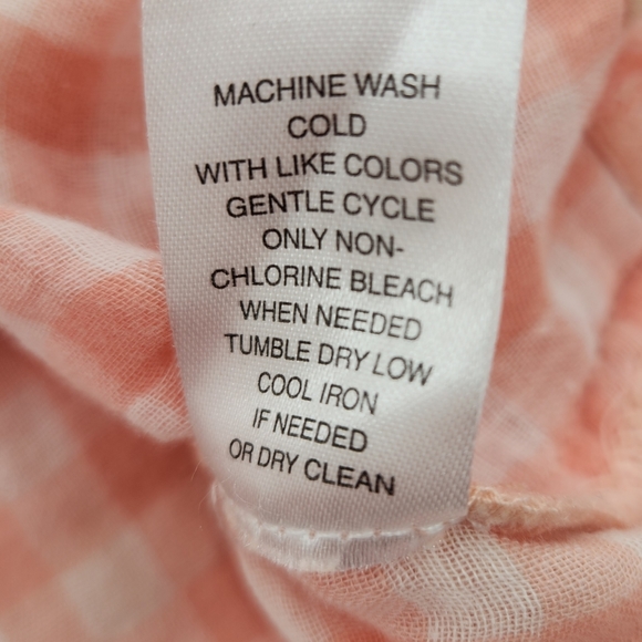Chelsea & Theodore Peachy Pink Plaid Gauze Like Short Sleeve Womens Size XSmall - Picture 9 of 12
